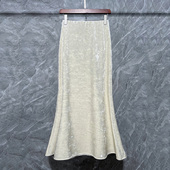 钻石绒法式 秋长款 半裙女2025新款 鱼尾裙显瘦裙子A字侧开叉半身裙