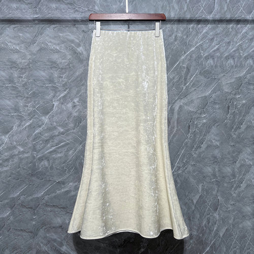 钻石绒法式鱼尾裙显瘦开叉半身裙