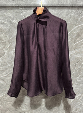 深圳南油2026春季新款花苞领天丝衬衫时尚百搭长袖减龄衬衣高级感