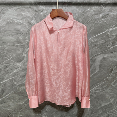 小立领双层人丝衬衫国风提花上衣