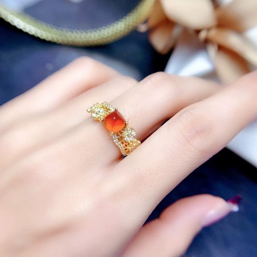 【地大珠宝】爆款到货！天然糖塔芬达石榴石戒指 主石6×6mm精工