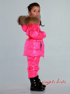 俄罗斯冬季宝宝男女童套装大毛领羽绒服儿童-40度羽绒服滑雪服