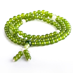 天然橄榄石108颗佛珠手链 聚财 旺夫美容