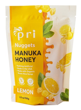 美国代购零食糖果PRI Manuka新西兰蜂蜜柠檬水果硬糖糙米糖浆100g