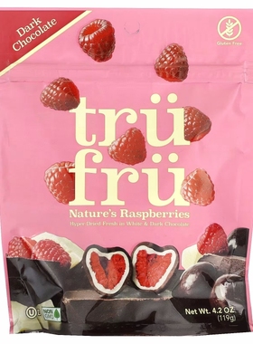 美国进口零食礼品Tru Fru冻干草莓椰子芒果覆盆子夹心黑巧克力96g