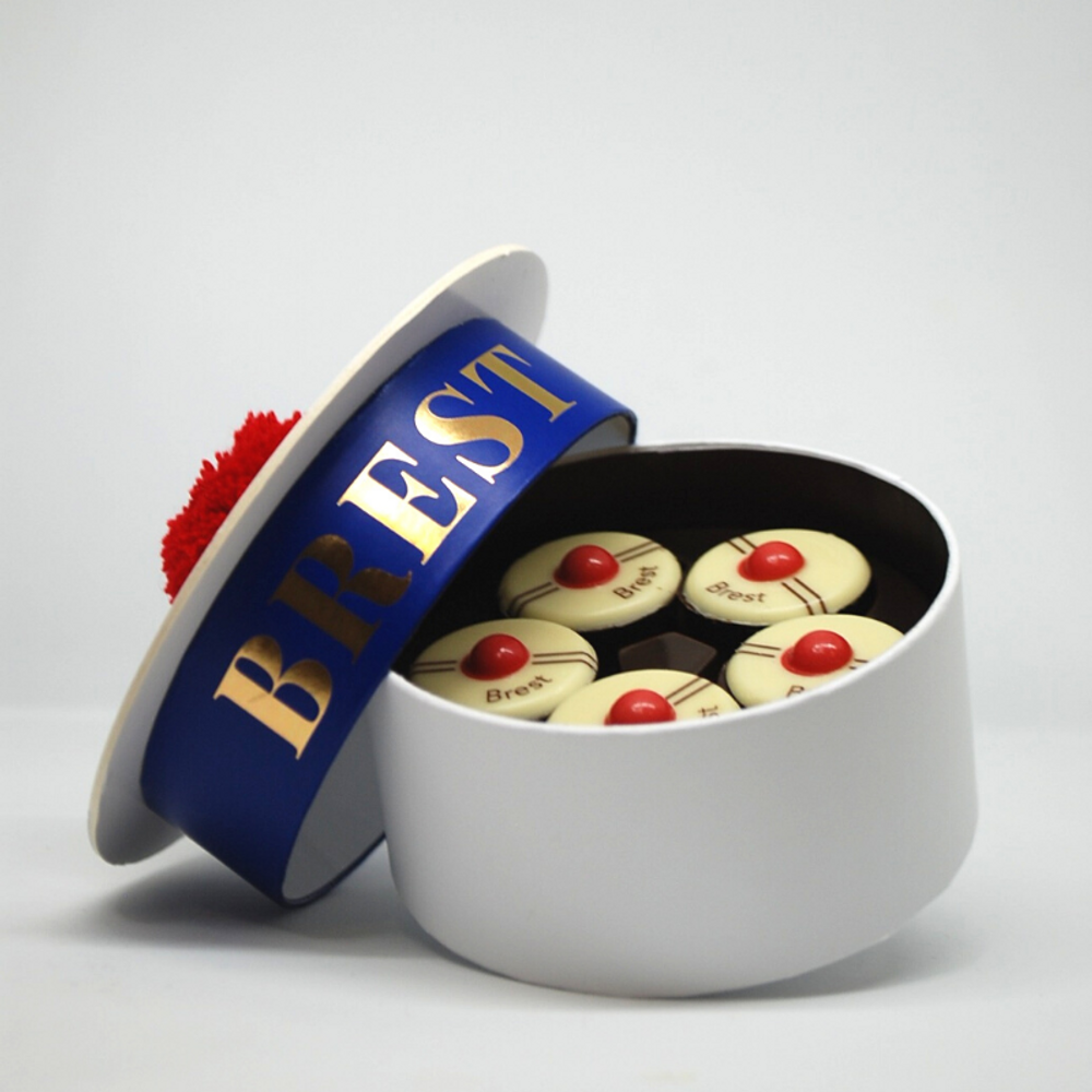 法国进口零食礼品bretagne特产 海军贝雷帽 牛奶黑巧克力礼盒100g