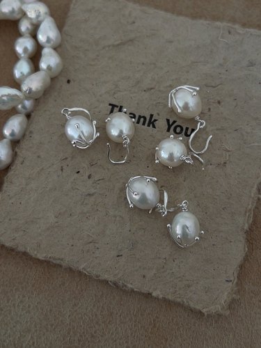 MIYOO/925纯银巴洛克珍珠简约精致chic锁骨链女款气质项链耳坠女