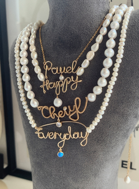 14k注金巴洛克珍珠手工绕线项链