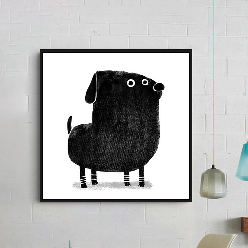 ins宝藏插画师手工创意diy数字油彩画卡通动物狗狗儿童卧室装饰画