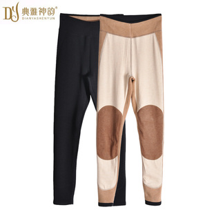 典雅神韵打底裤女加绒一体蚕丝驼绒护膝保暖裤弹力可外穿棉裤3724