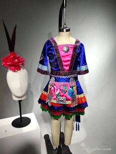 高定成人女子舞蹈锦鸡炫美服装艺考苗族演出服彝族土家族专业定制