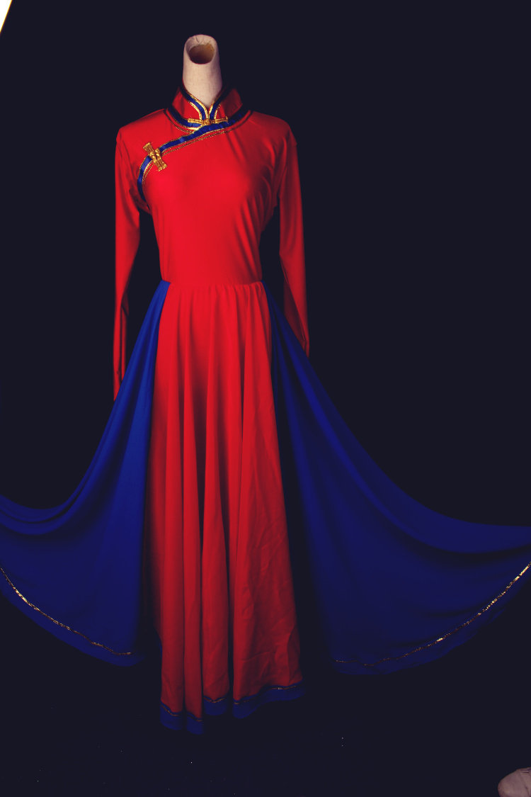 蒙古少数民族表演服长款大摆裙