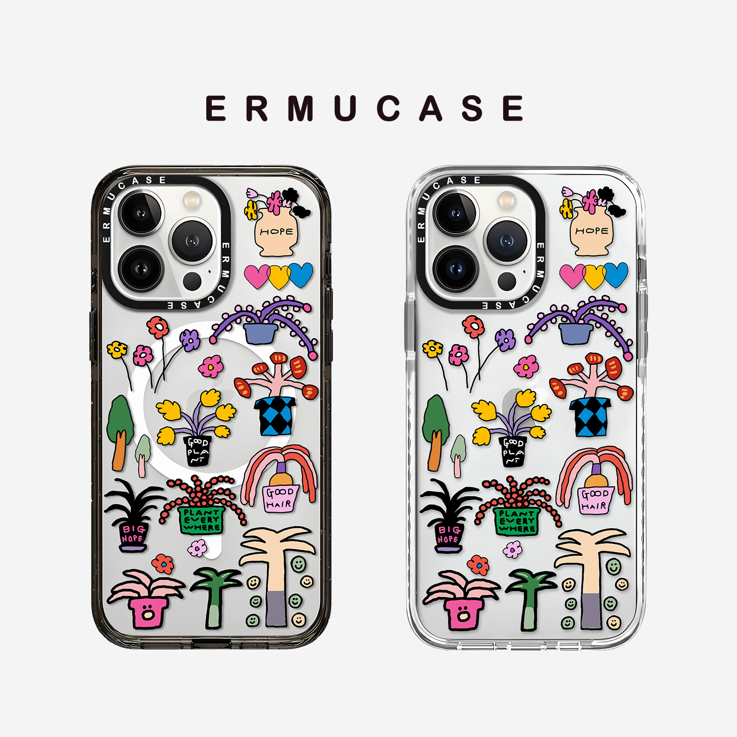 ERMUCASE二木青山原创设计《趣味的盆栽》卡通插画苹果iPhone16ProMax/15Pro/14ProMax/13Pro彩色手机壳磁吸