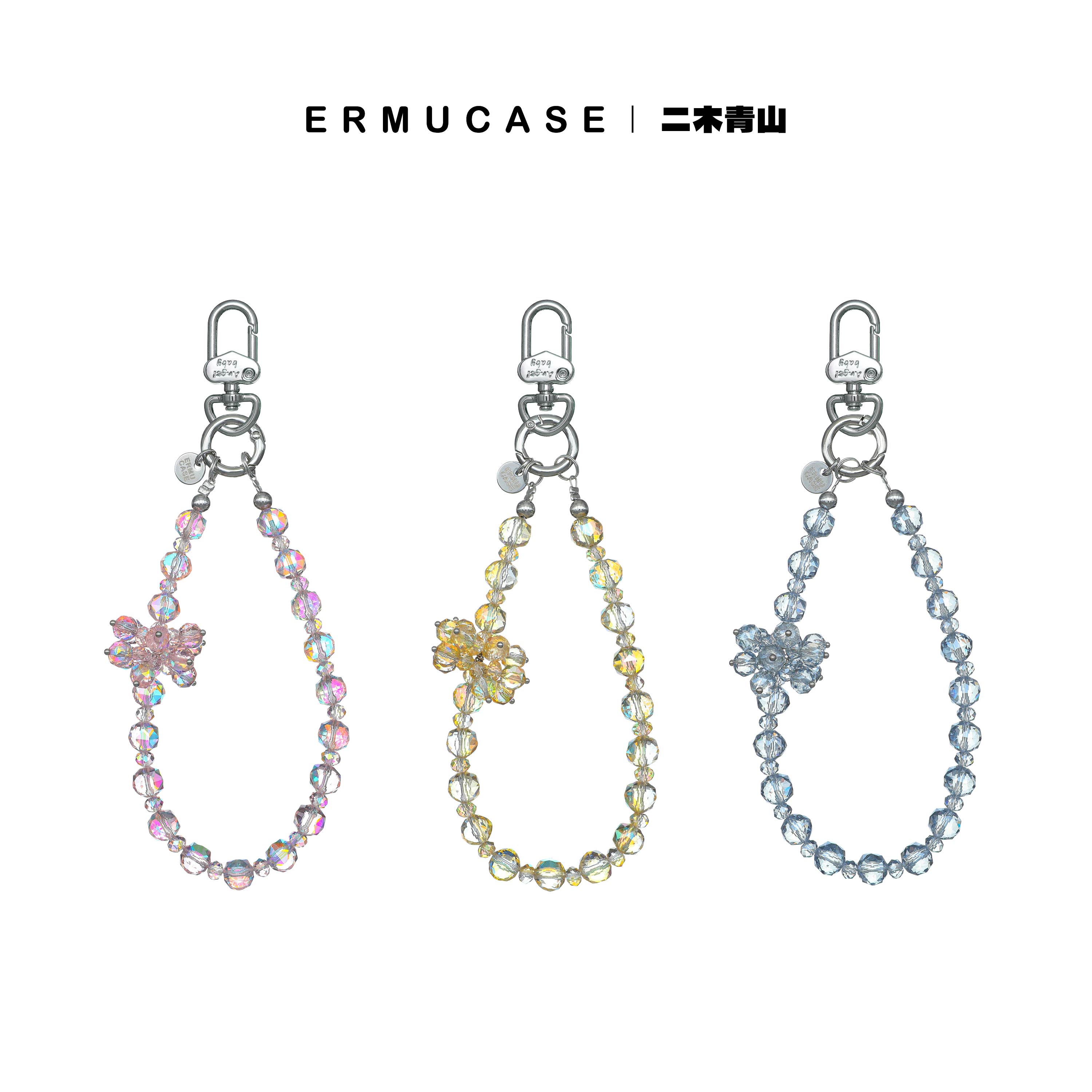 ERMUCASE幻彩水晶雪花球超闪手机链包包挂饰手腕带ins风高级感女
