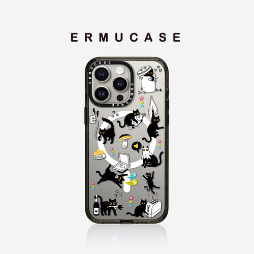 ERMUCASE二木青山原创设计《Crazy Cat》疯狂的猫 适用于苹果iPhone16ProMax/15ProMax/14ProMax/13Pro手机壳