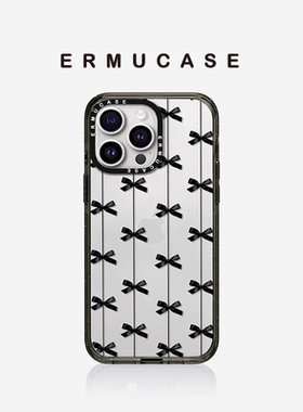 ERMUCASE二木青山原创设计《黑色蝴蝶结》 适用于苹果iPhone16ProMax/15Pro/14ProMax/13Pro磁吸手机壳