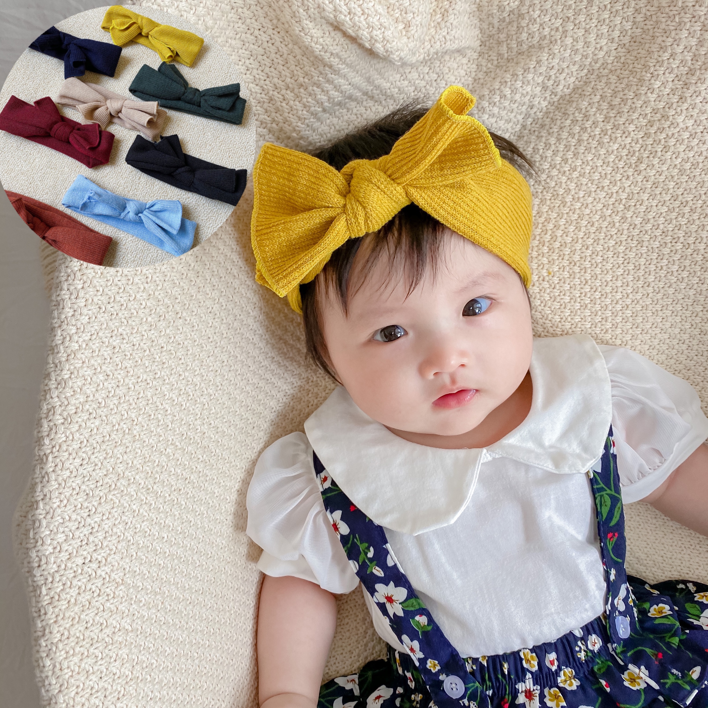 ins春夏季婴儿发带薄款单层女宝宝头饰蝴蝶结发饰护囟门可爱超萌