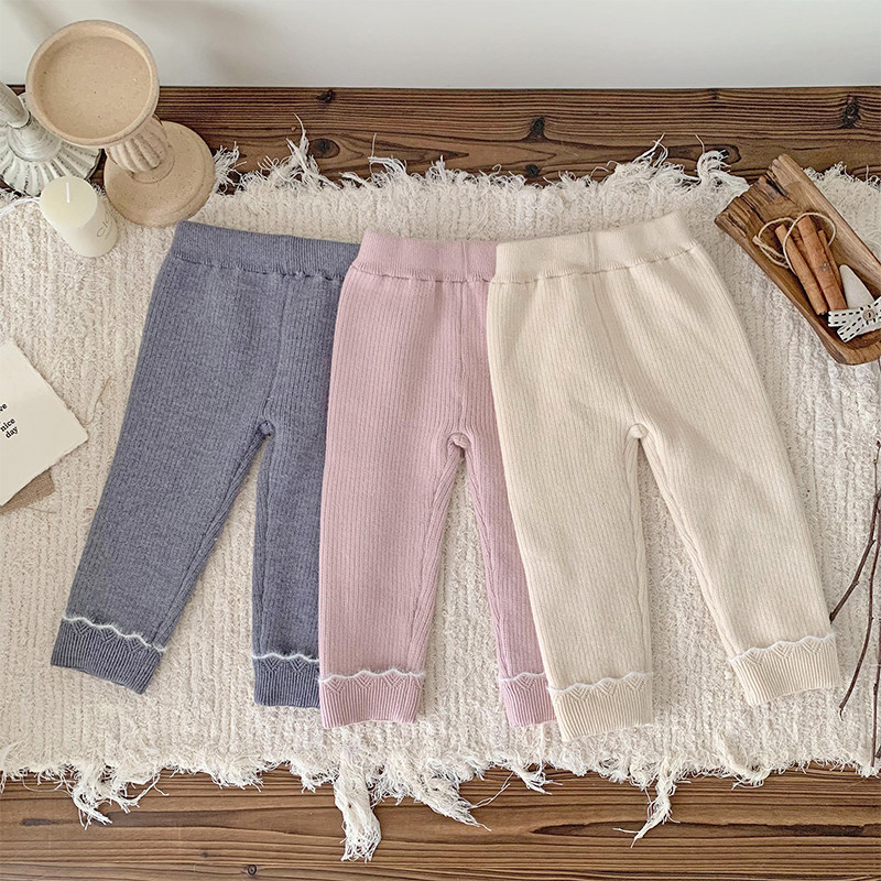 秋冬上新 ins女婴童可爱百搭毛线长裤女宝坑条加厚加绒撞色打底裤,童装/婴儿装/亲子装,裤子,淘宝优惠券,粉丝福利购,淘宝优惠卷