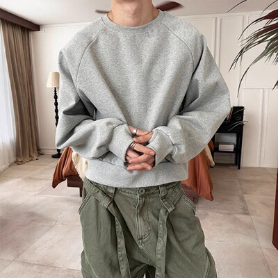 韩国代购男装阔版插肩套指卫衣