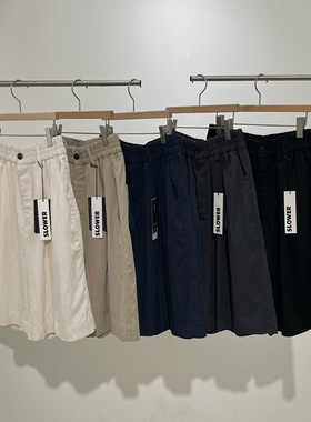 国内现货！代购SLOWER高品夏季轻薄人造丝舒适透气休闲直筒短裤男