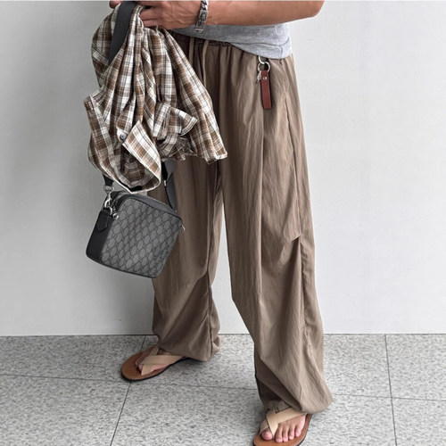 韩国代购重工慵懒直筒休闲裤男