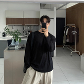 防晒T恤男 长袖 韩国东大门代购 ADD直播轻薄棉麻透气宽松休息针织衫