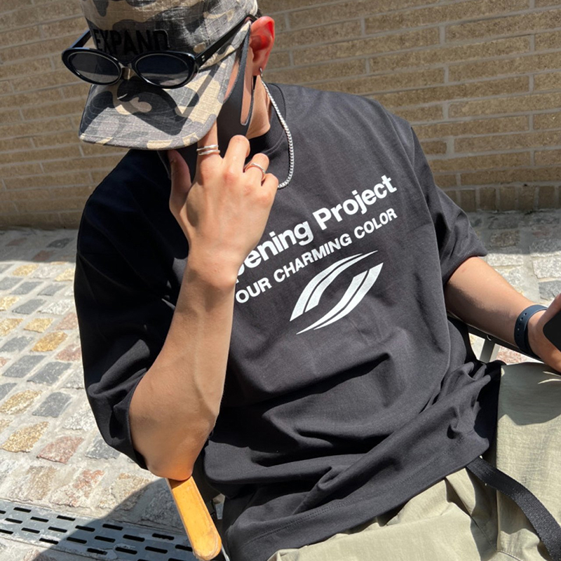 韩国代购东大门男装夏季短袖T恤衫美式字母简约宽松ins潮气质半袖