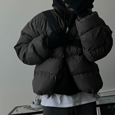 韩国代购男装蓬松立领面包棉服