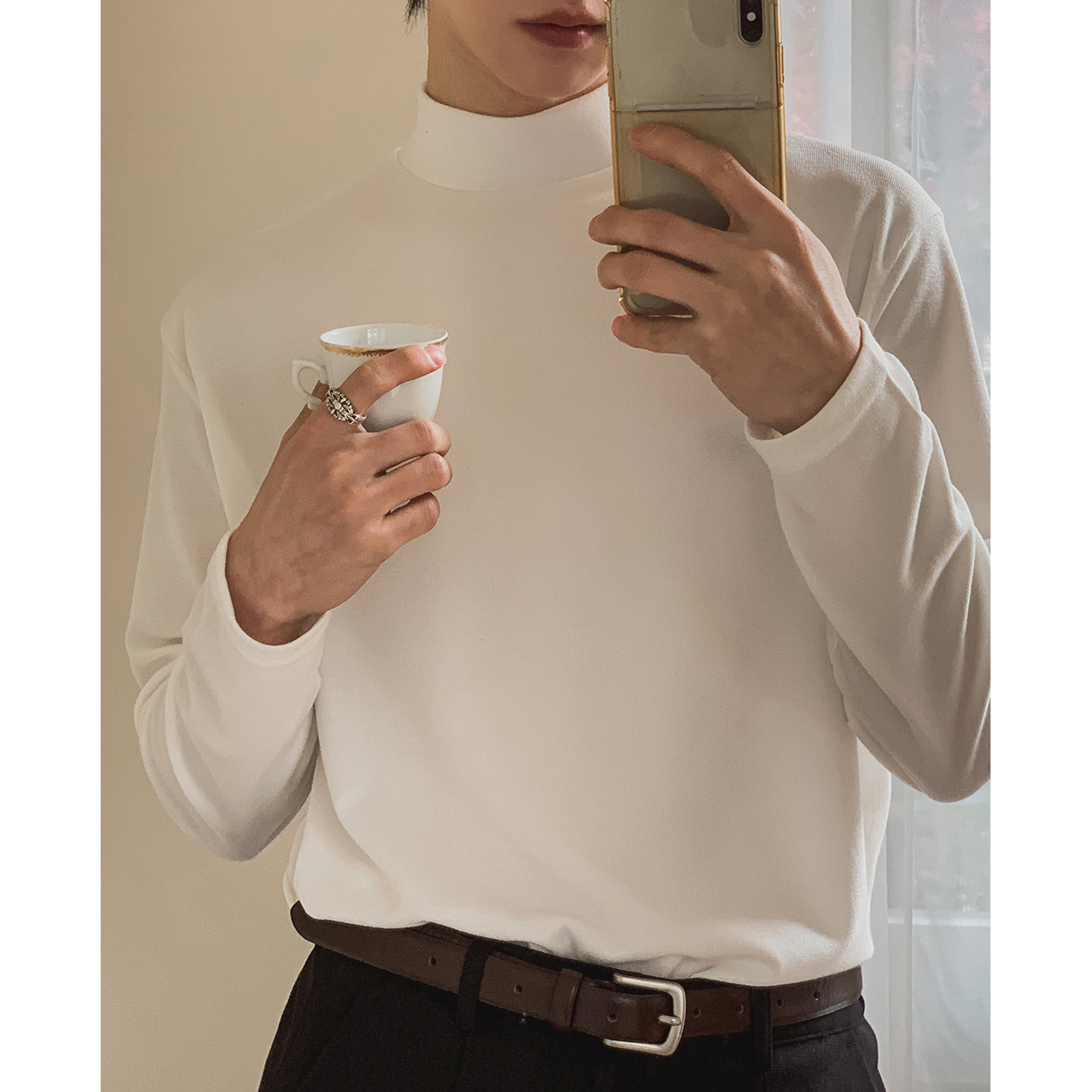 韩国代购秋冬简约纯色打底衫毛衣