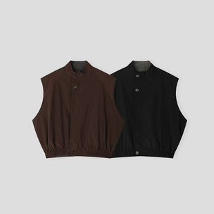 松紧收腰立领插肩马甲男休闲背心外套 高档时尚 韩国东大门代购 秋季