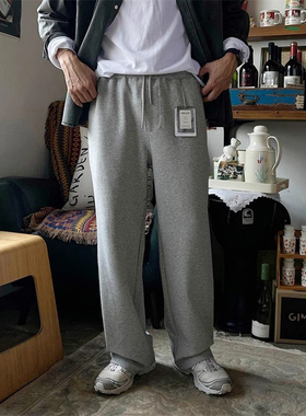 韩国代购LAINE高品时尚百搭USA匹马棉简约宽松运动休闲裤男卫裤