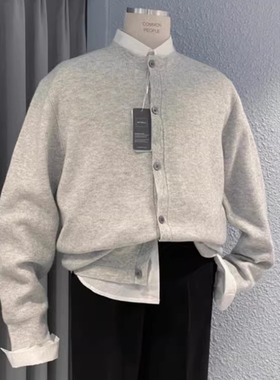 国内现货！男装代购LOGAN山羊绒混纺轻熟圆领系扣针织开衫外套