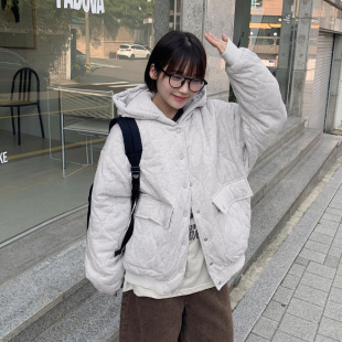 ANAN韩国东大门代购秋冬时尚潮流男女款宽松绗缝短款连帽棉服外套