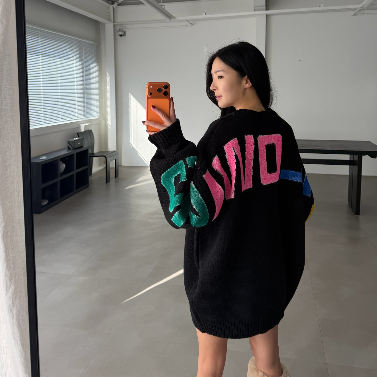 ANAN韩国东大门代购春季街头潮流字母提花男女同款套头针织衫毛衣