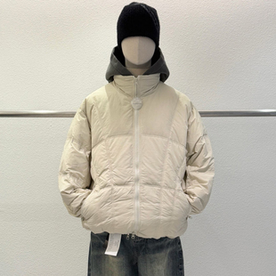 韩国东大门代购TAKE冬高品重工绗线弧形立领蓬松羽绒服夹克外套男