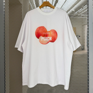 ANAN韩国东大门代购UNC重工高支数水蜜桃印花水果蔬菜短袖T恤衫男