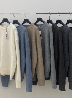 韩国东大门代购SLOWER秋冬高品简约羊毛混纺圆领休闲针织衫毛衣男