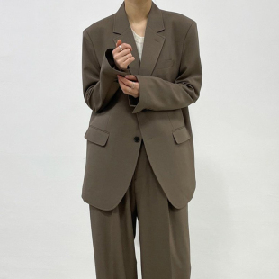 韩国代购东大门ANAN春季休闲西服男女款纯色宽松百搭简约纯色外套