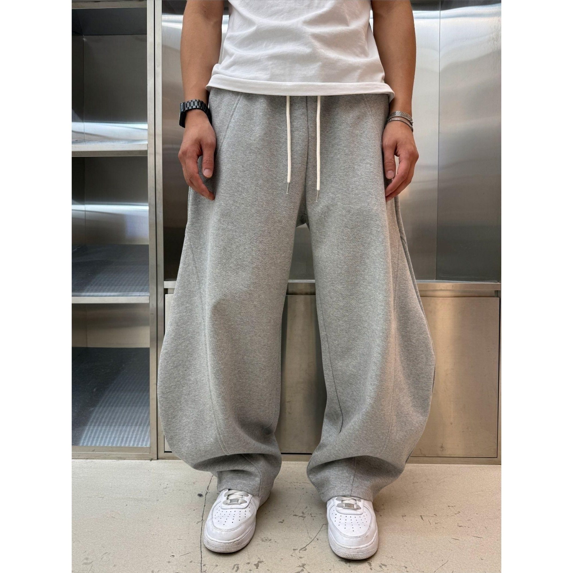 韩国东大门代购时尚个性A字型拼接百搭松紧腰运动休闲裤男卫裤