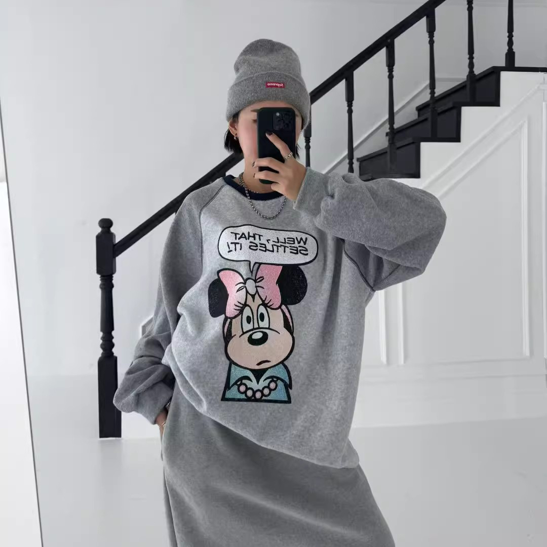 韩国代购男女卡通减龄长袖T恤衫