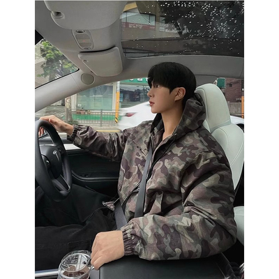 韩国代购男装工装短款棉服外套