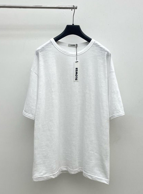 韩国东大门代购SLOWER夏轻薄竹节棉宽松舒适休闲落肩短袖T恤衫男