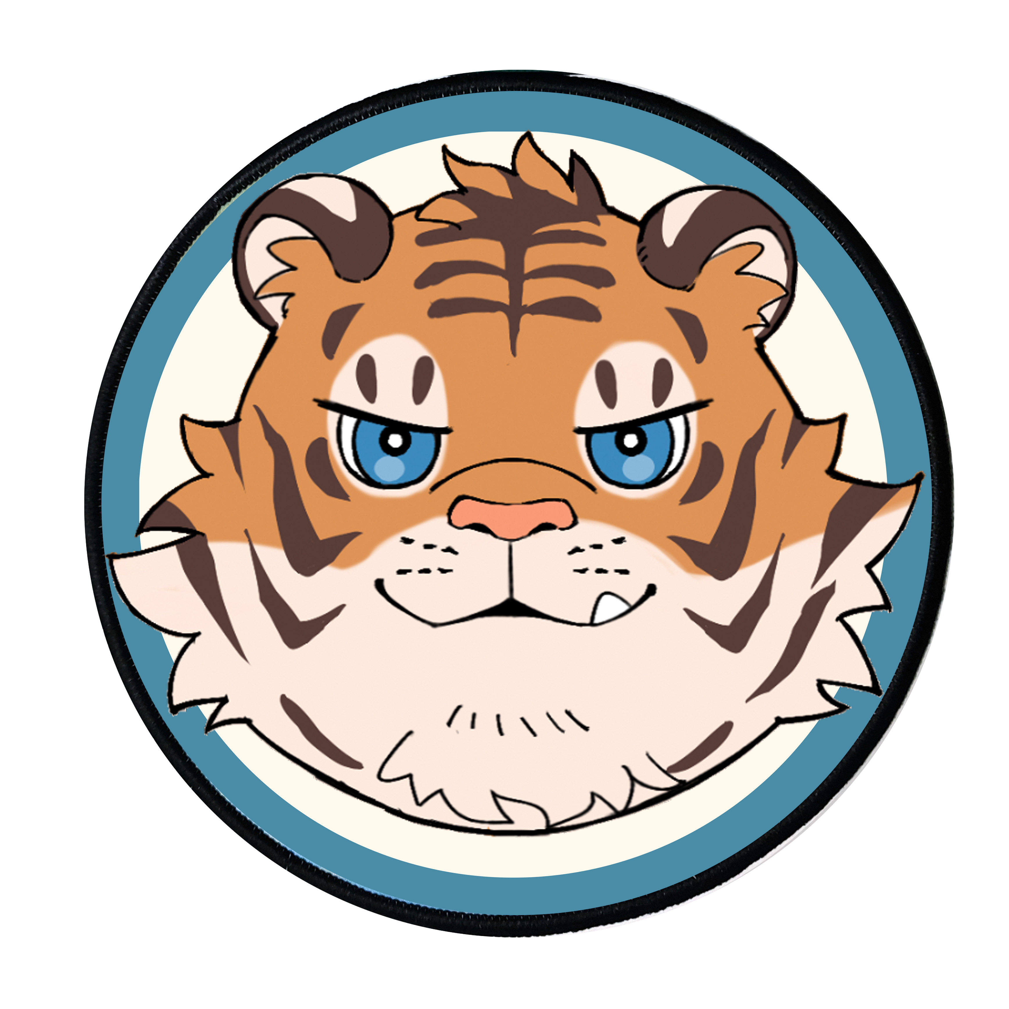 甘东原创鼠标垫圆形防滑锁边手绘兽人老虎桌垫游戏壮熊胖熊键盘垫