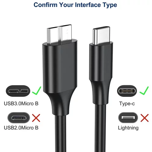 USB Type-C to Micro-B 3.1 Gen2 Cable for MacBook Chromebook