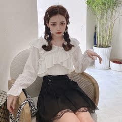 Real auction real price wood ear cross shirt Chiffon Top