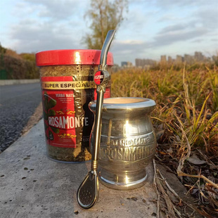 三件原装进口喝马黛茶更有仪式感/阿根廷罐装马黛茶+专用杯+吸管