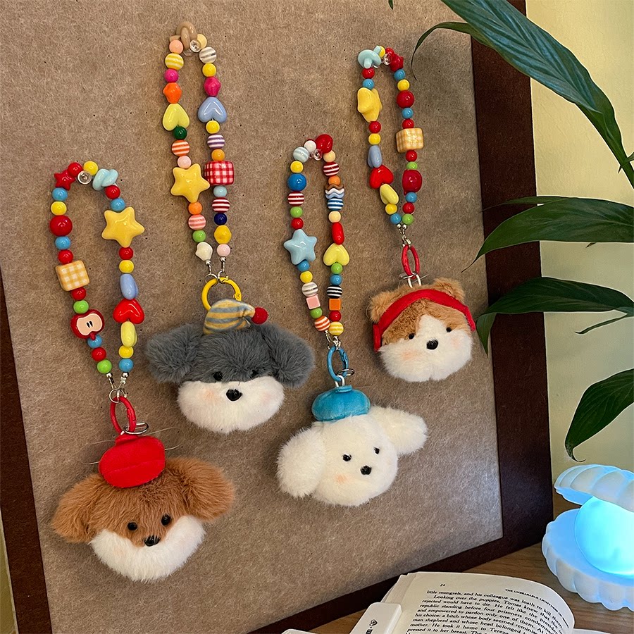 卡通毛绒小狗钥匙链书包挂件玩偶情侣创意精品礼物摆地毯抓夹娃娃