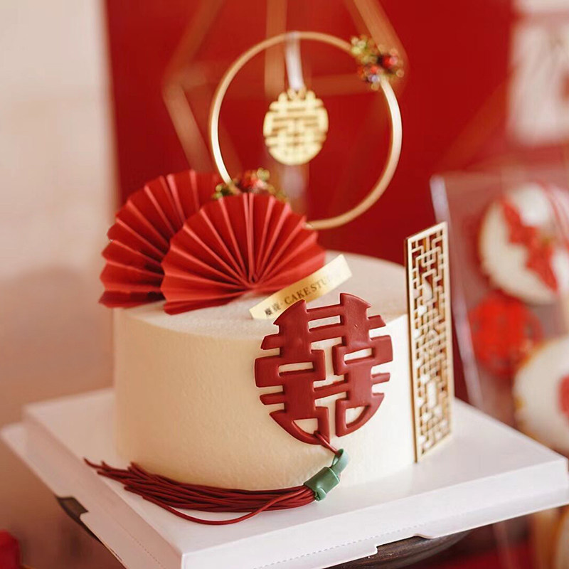 中式婚礼甜品台布置蛋糕插件