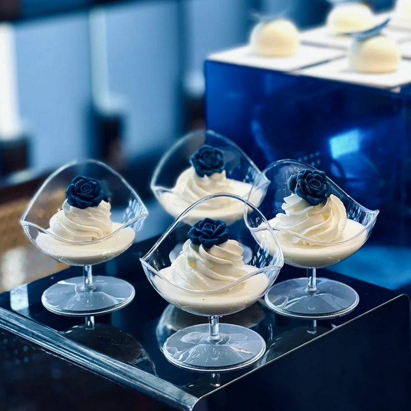 透明椅子慕斯杯烘焙甜品台装饰一次性塑料小酒杯高脚香槟杯红酒杯