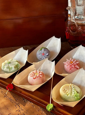纸船一次性甜品装饰点心小吃零食蛋糕木皮船创意摆盘纸托船型盘子